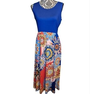 Vibrant Boho Floral Sleeveless Maxi Dress